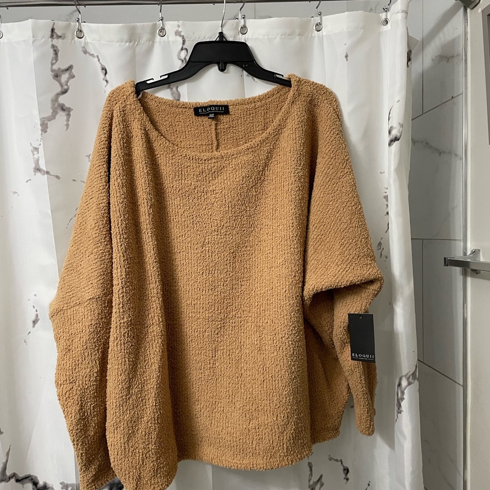 Eloquii Camel Textured Sweater